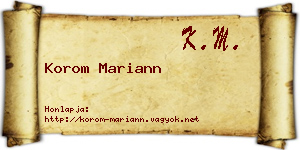 Korom Mariann névjegykártya
