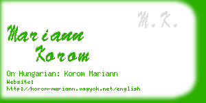 mariann korom business card